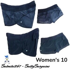 Lululemon Speed Shorts LOT Of 2 Womens Sz 10 Lined 2.5" Diamond Dye Gray & Black